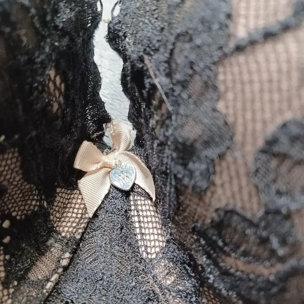 Victoria's Secret 34DDD Lace Black Nude Underwear‎ Bra